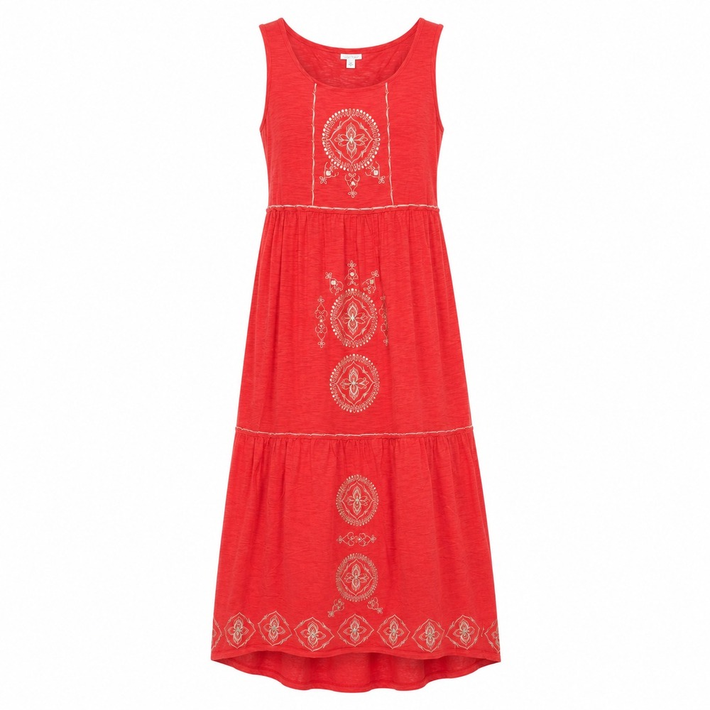 J Jill Boho Folkcore Embroidered Maxi Dress Women Sz Small Artisian Southwestern
